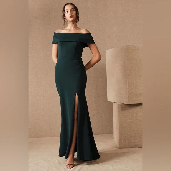 Anthropologie BHLDN Delice Off the Shoulder Crepe Dress - Picture 2 of 13